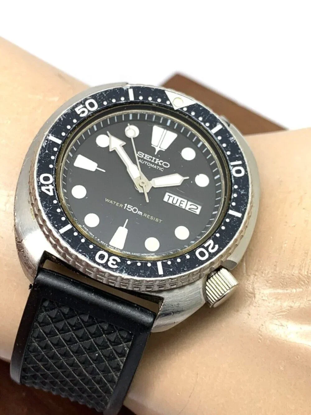 Seiko Men's Watch 6309-7049 Vintage Diver 1980'S Automatic Black Dial Day Date